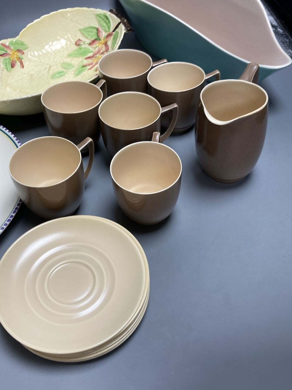 A Poole Pottery plate, a Carlton Ware dish, a Sylvac dish and sundry china, etc.